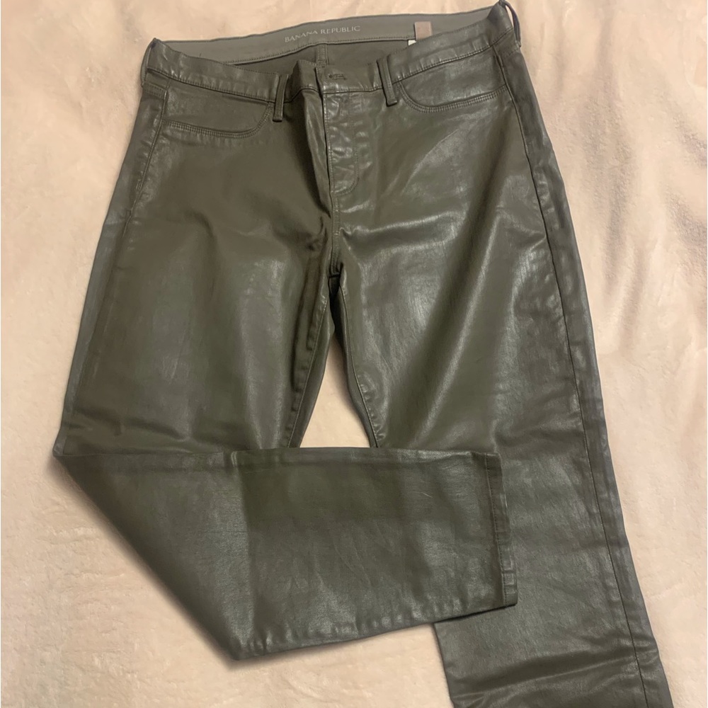 Banana Republic coated slim taupe denim